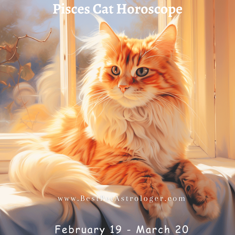 orange cat basking in the sun, representing Pisces horoscope with a calm and dreamy vibe