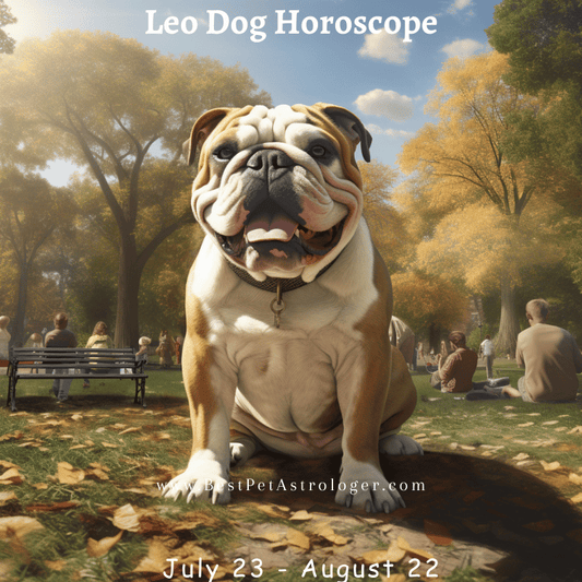 Leo dog horoscope – a strong, confident bulldog exuding royal charm, symbolizing the bold and fearless Leo spirit.