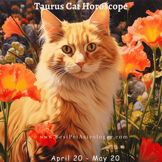 taurus cat horoscope, orange cat surrounded by flowers