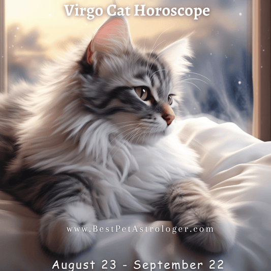 virgo cat horoscope, fluffy white and grey cat